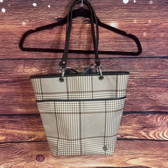 Ralph Lauren Houndstooth Tote - Brown and Black - Picture 1 of 5